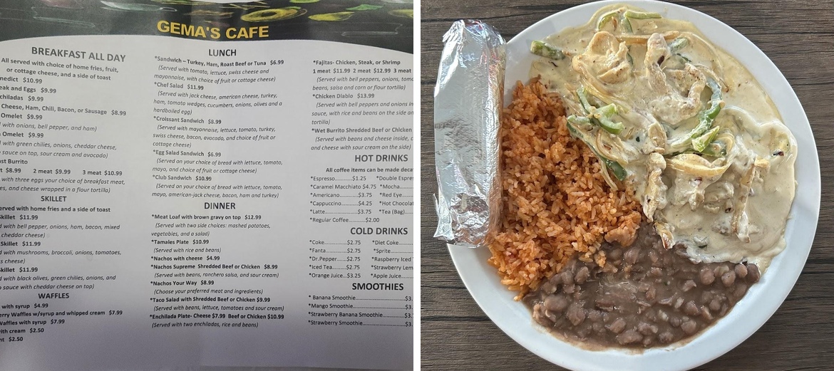Gema's Cafe Menu