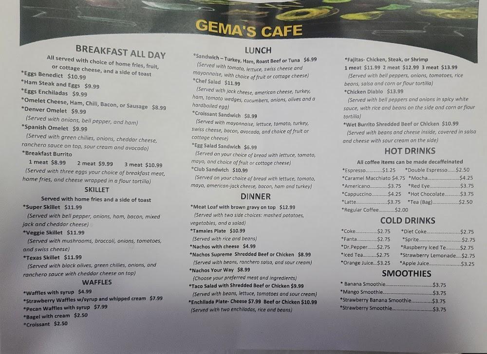 Gema's Cafe Menu image 1